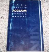 1990 Plymouth Acclaim Owner's Manual