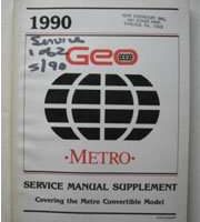 1990 Geo Metro Convertible Service Manual Supplement