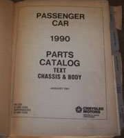 1990 Dodge Shadow Mopar Parts Catalog Binder
