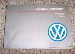 1990 Volkswagen Vanagon & Transporter Owner's Manual