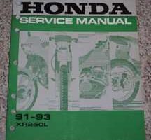 1993 Honda XR250L Motorcycle Shop Service Manual