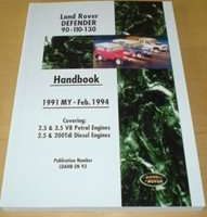 1991 Land Rover Defender 90, 110 & 130 Universal Edition Owner's Manual