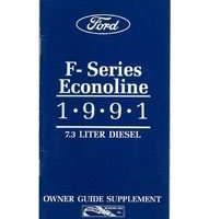 1991 Ford Econoline E-250 & E-350 7.3L Diesel Owner's Manual Supplement
