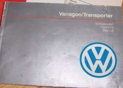 1991 Volkswagen Vanagon & Transporter Owner's Manual