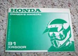 1991 Honda XR600R Motorcycle Owner's Manual