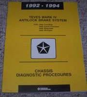 1992 Jeep Cherokee Teves Mark IV ABS Chassis Diagnostic Procedures Manual