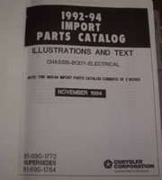 1992 Plymouth Colt Import Mopar Parts Catalog Binder