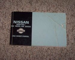 1992 Nissan Sentra & NX 1600, NX 2000 Owner's Manual