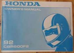 1992 Honda CBR600F2 Motorcycle Owner's Manual