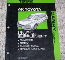 1992 Toyota Camry Wagon Service Repair Manual Supplement