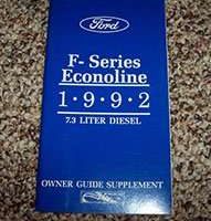 1992 Ford Econoline E-250 & E-350 7.3L Diesel Owner's Manual Supplement