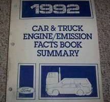 1992 Mercury Topaz Engine/Emission Facts Book Summary