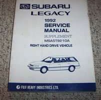 1992 Subaru Legacy Right Hand Drive Service Manual Supplement