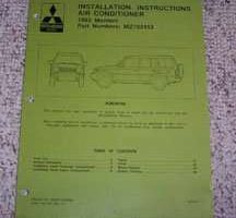 1992 Mitsubishi Montero Air Conditioner Installation Manual