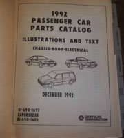 1992 Dodge Shadow Mopar Parts Catalog Binder