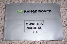 1992 Land Rover Range Rover Owner's Manual