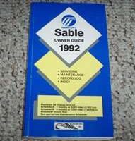 1992 Mercury Sable Owner's Manual