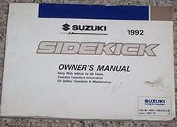 1992 Suzuki Sidekick Owner's Manual