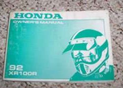 1992 Honda XR100R Motorcycle Owner's Manual