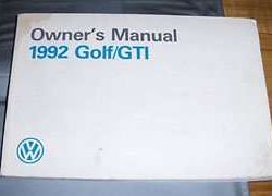 1992 Volkswagen Golf & GTI Owner's Manual