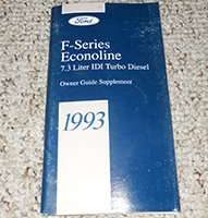 1993 Ford Econoline E-250 & E-350 7.3L IDI Turbo Diesel Owner's Manual Supplement