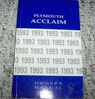 1993 Plymouth Acclaim Owner's Manual