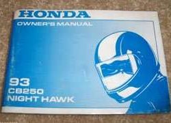 1993 Honda CB250 Nighthawk Motorcycle Owner's Manual