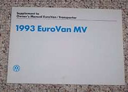 1993 Volkswagen Eurovan MV Owner's Manual Supplement