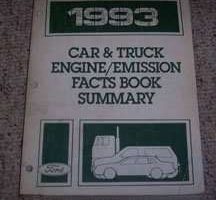 1993 Lincoln Continental Engine/Emission Facts Book Summary
