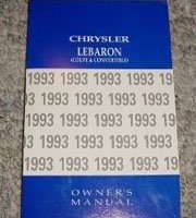 1993 Chrysler Lebaron Coupe, Convertible Owner's Manual