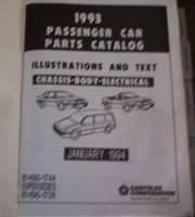 1993 Chrysler Fifth Avenue Mopar Parts Catalog Binder