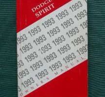 1993 Dodge Spirit Owner's Manual