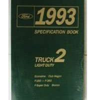1993 Ford Econoline E-150, E-250 & E-350 & Club Wagon Specificiations Manual