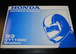 1993 Honda VT1100C Shadow Motorcycle Owner's Manual