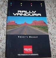 1993 GMC Vandura & Rally Owner's Manual