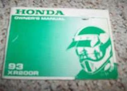 1993 Honda XR200R Motorcycle Owner's Manual