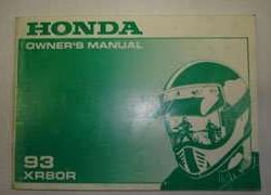 1993 Honda XR80R Motorcycle Owner's Manual