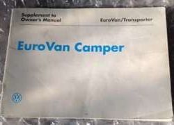 1994 Volkswagen Eurovan Camper Owner's Manual Supplement