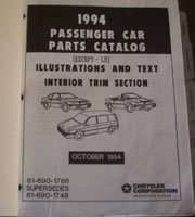 1994 Plymouth Acclaim Mopar Parts Catalog Binder