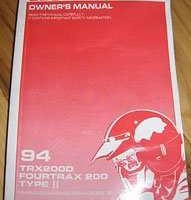 1994 Honda TRX200D Fourtrax 200D Type II ATV Owner's Manual