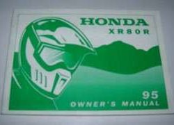 1995 Honda XR80R Motorcycle Owner's Manual