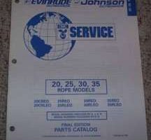 1996 Johnson Evinrude 20, 25, 30 & 35 HP Rope Models Parts Catalog