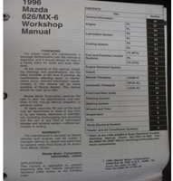 1996 Mazda 626 & MX-6 Workshop Service Manual Binder