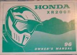 1996 Honda XR200R Motorcycle Owner's Manual