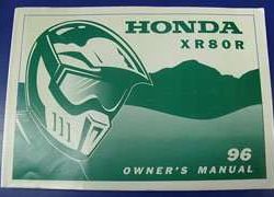 1996 Honda XR80R Motorcycle Owner's Manual