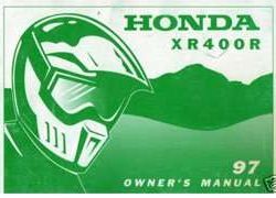 1997 Honda XR400R Motorcycle Owner's Manual