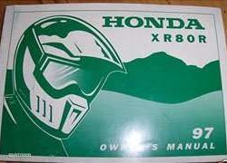 1997 Honda XR80R Motorcycle Owner's Manual