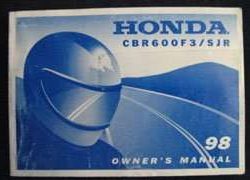 1998 Honda CBR600F3 SJR Motorcycle Owner's Manual