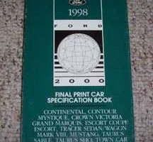 1998 Mercury Grand Marquis Specifications Manual