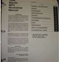 1998 Mazda MPV Workshop Service Manual Binder